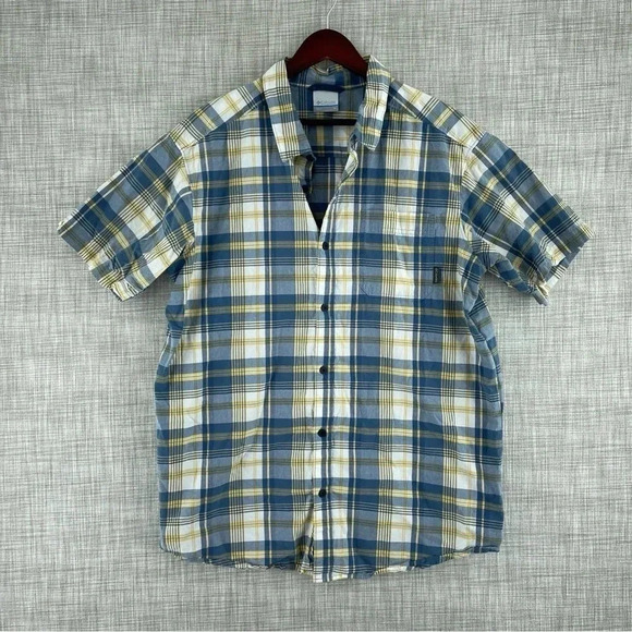 Columbia Shirt Button Down Short Sleeve Mens Size XL plaid 1908 - Picture 1 of 7
